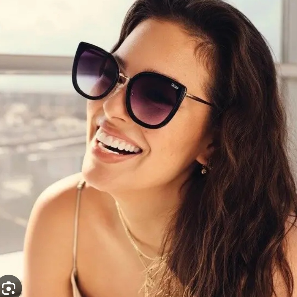 Quay 🔥🐈‍⬛ FLAT OUT Cat eye Sunglasses Black Oversized